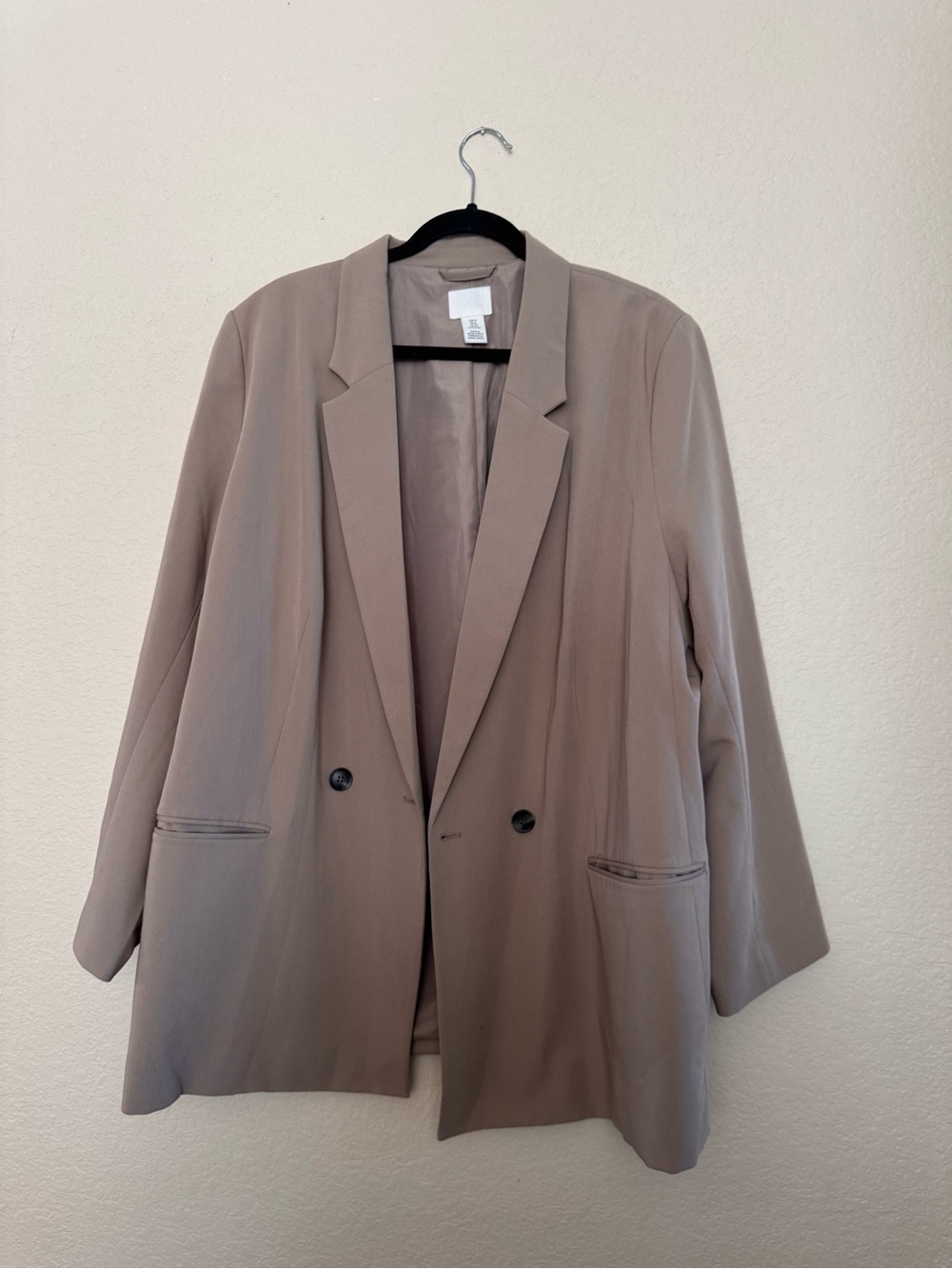 H&M Taupe Double-Breasted Blazer Jacket